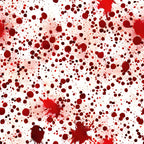 crimson red, dark red, white background, blood spatter, splatter pattern, droplets, abstract design, horror theme, halloween fabric, gothic style, dramatic pattern,, fabric panel, spooky design, red splatters, irregular spots, textured appearance, novelty print, themed fabric