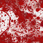 red, crimson, white, blood spatter, splatter pattern, gore, horror theme, halloween fabric, spooky design, theatrical prop, cotton fabric, quilting panel, dramatic pattern, scary motif, splashes, droplets, macabre style, costume fabric, special effects pattern