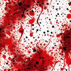 blood spatter, red splashes, black dots, white background, crimson red, scarlet, gore pattern, horror theme, halloween fabric, splatter design, dripping effect, macabre style,, fabric panel, spooky motif, theatrical blood, paint splashes, abstract splatters, dark red, burgundy accents