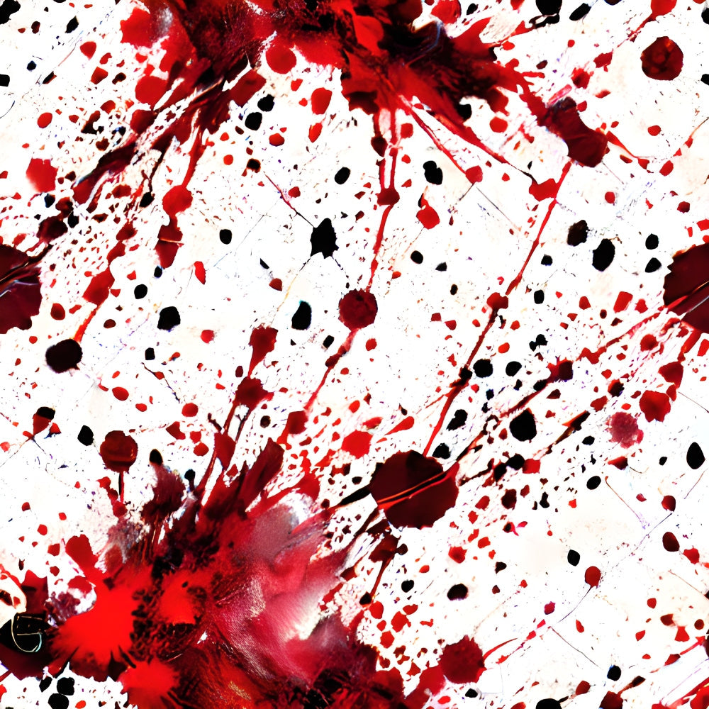 blood spatter, red, black, white, crimson, dark red, splatter pattern, drips, stains, gothic, horror theme, halloween, spooky, dramatic, realistic blood, forensic pattern, crime scene, macabre,, fabric panel