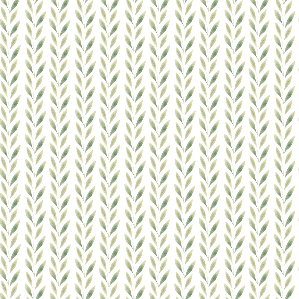 sage green, cream, white, leaf pattern, botanical motif, vine design, nature inspired,, fabric panel, delicate leaves, organic shapes, soft green, muted tones, flowing vines, botanical print, natural elements, spring theme, fresh foliage, repeating pattern, garden motif