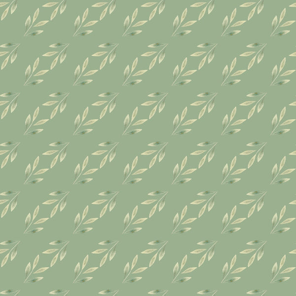 sage green, cream, botanical pattern, leaf motifs, branch design, nature inspired,, fabric panel, soft palette, organic shapes, foliage print, muted tones, repeating pattern, delicate leaves, spring theme, natural elements, floral coordinates, gentle design, crafting fabric