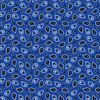 blue bandana, paisley pattern, cotton fabric, quilting material, western motifs, teardrop shapes, dotted borders, floral elements, geometric design, royal blue, navy accents, white details, black outlines, repeating pattern, cowboy style, vintage americana, fabric panel, southwestern theme, decorative paisley, country western