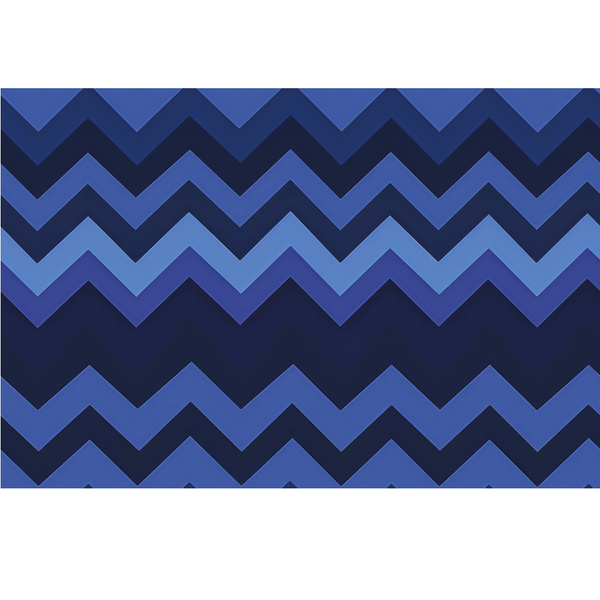 navy blue, royal blue, periwinkle, chevron pattern, zigzag stripes, geometric design, ombre effect, gradient colors,, fabric panel, modern style, contemporary pattern, blue tones, angular lines, repetitive motif, crafting material, sewing fabric, monochromatic palette