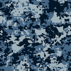 navy blue, steel blue, light blue, military camouflage, digital camouflage, pixelated pattern, geometric shapes, tactical design, military theme,, fabric panel, modern camouflage, blue tones, abstract pattern, contemporary style, masculine design, utility aesthetic