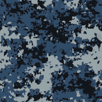 blue camouflage, military pattern, navy blue, dark blue, light blue, gray, black, digital camo, pixelated design, abstract camouflage,, fabric panel, tactical pattern, geometric shapes, blended colors, seamless pattern, modern camouflage, blue tones, cotton fabric, military inspired