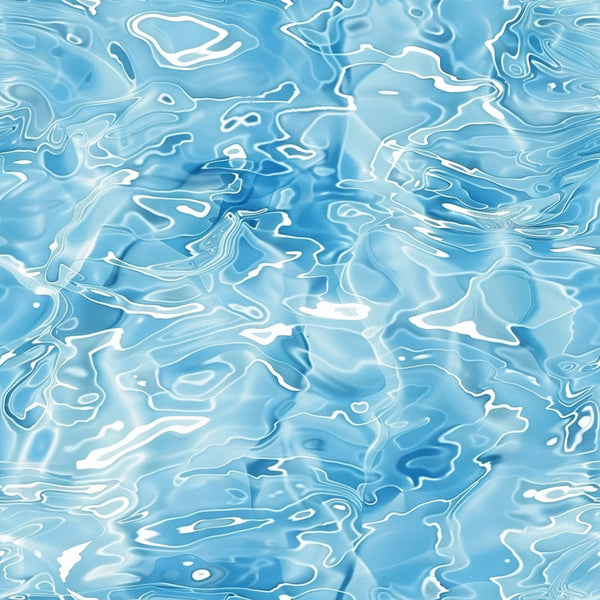 blue, turquoise, aqua, white, water ripples, flowing water, abstract waves, liquid pattern, swimming pool, water surface, caustic reflections, fluid motion, organic shapes, undulating lines, serene, tranquil,, fabric panel, summer theme, oceanic