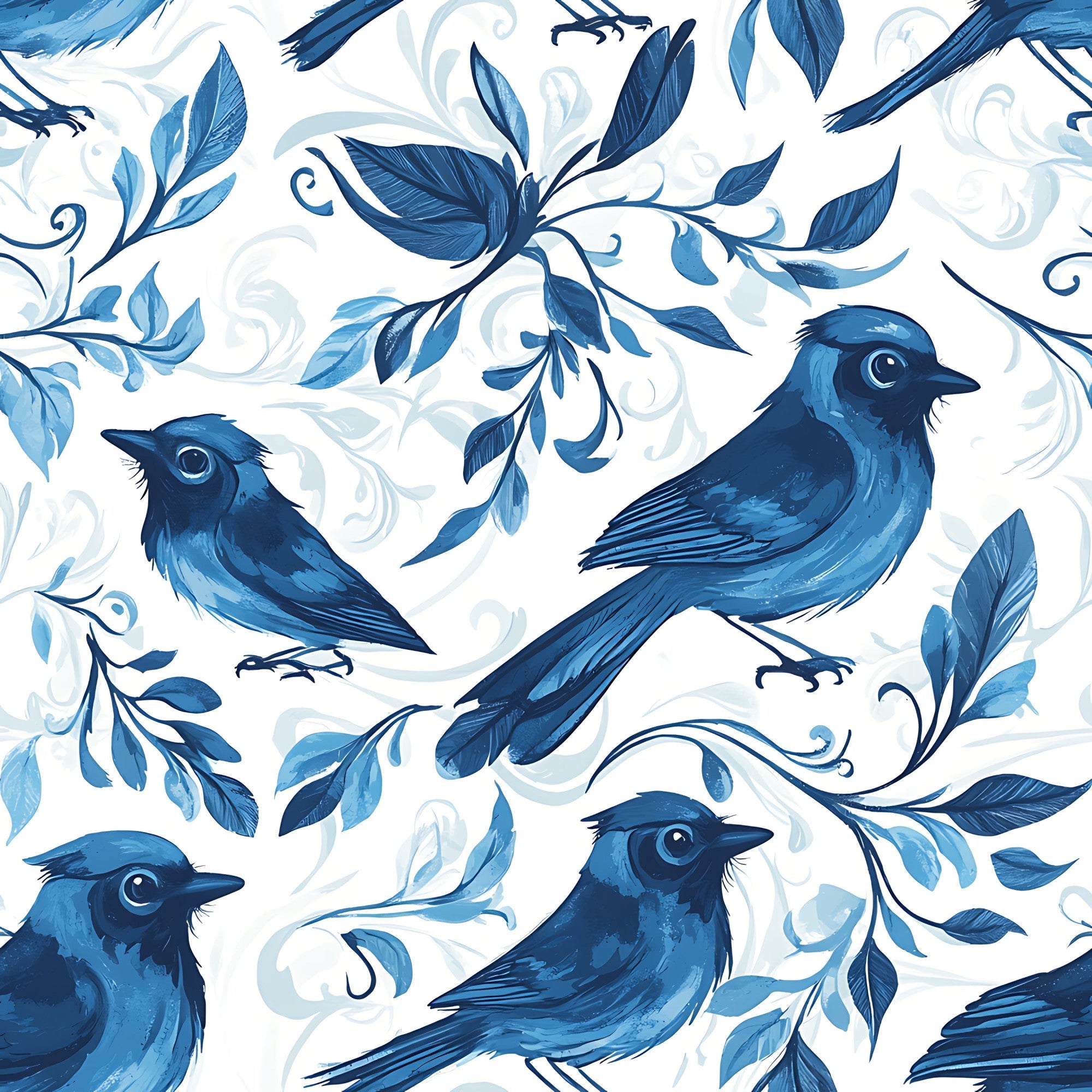 Blue Jay Feather Trails Pattern 1 Minky Fabric