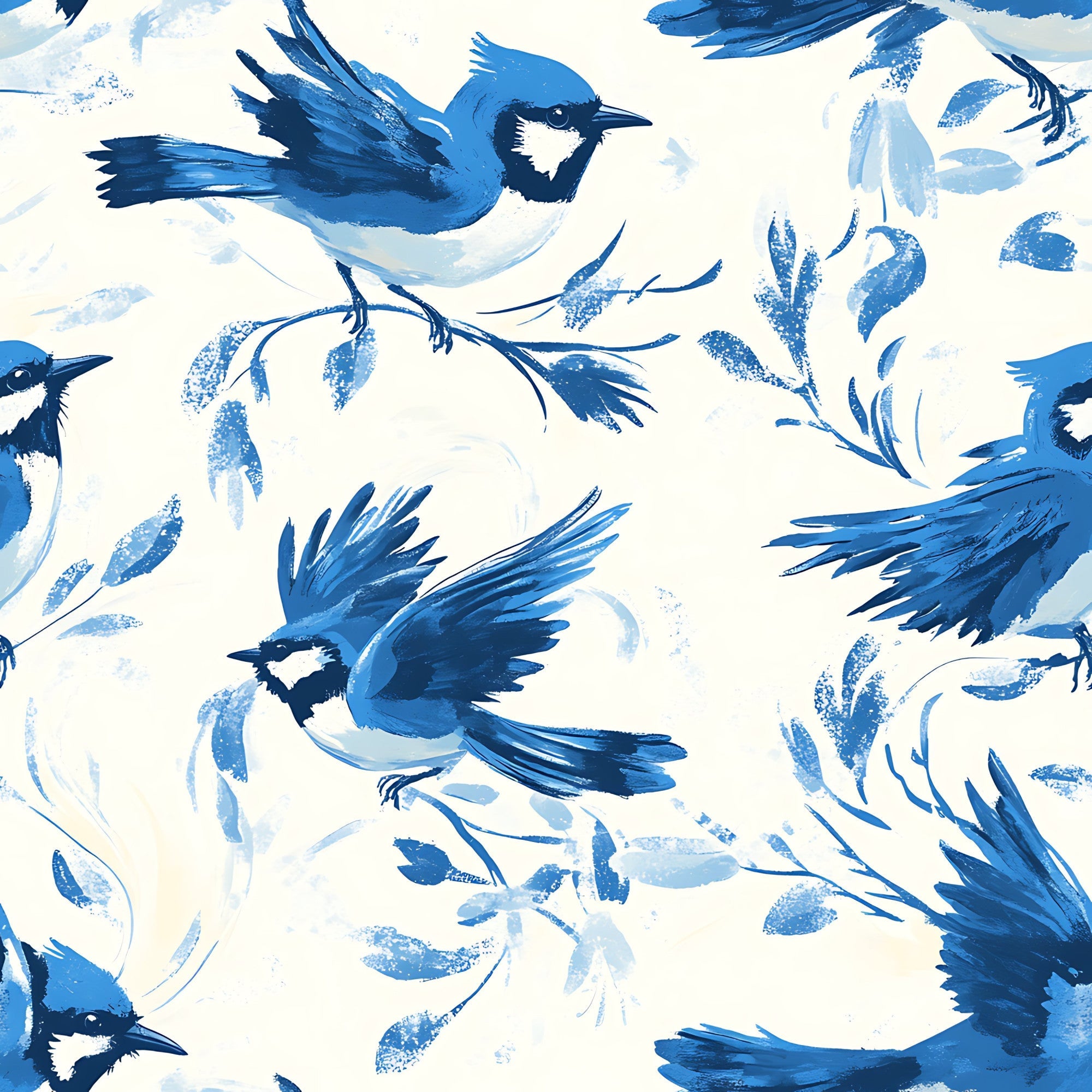 Blue Jay Feather Trails Pattern 10 Minky Fabric
