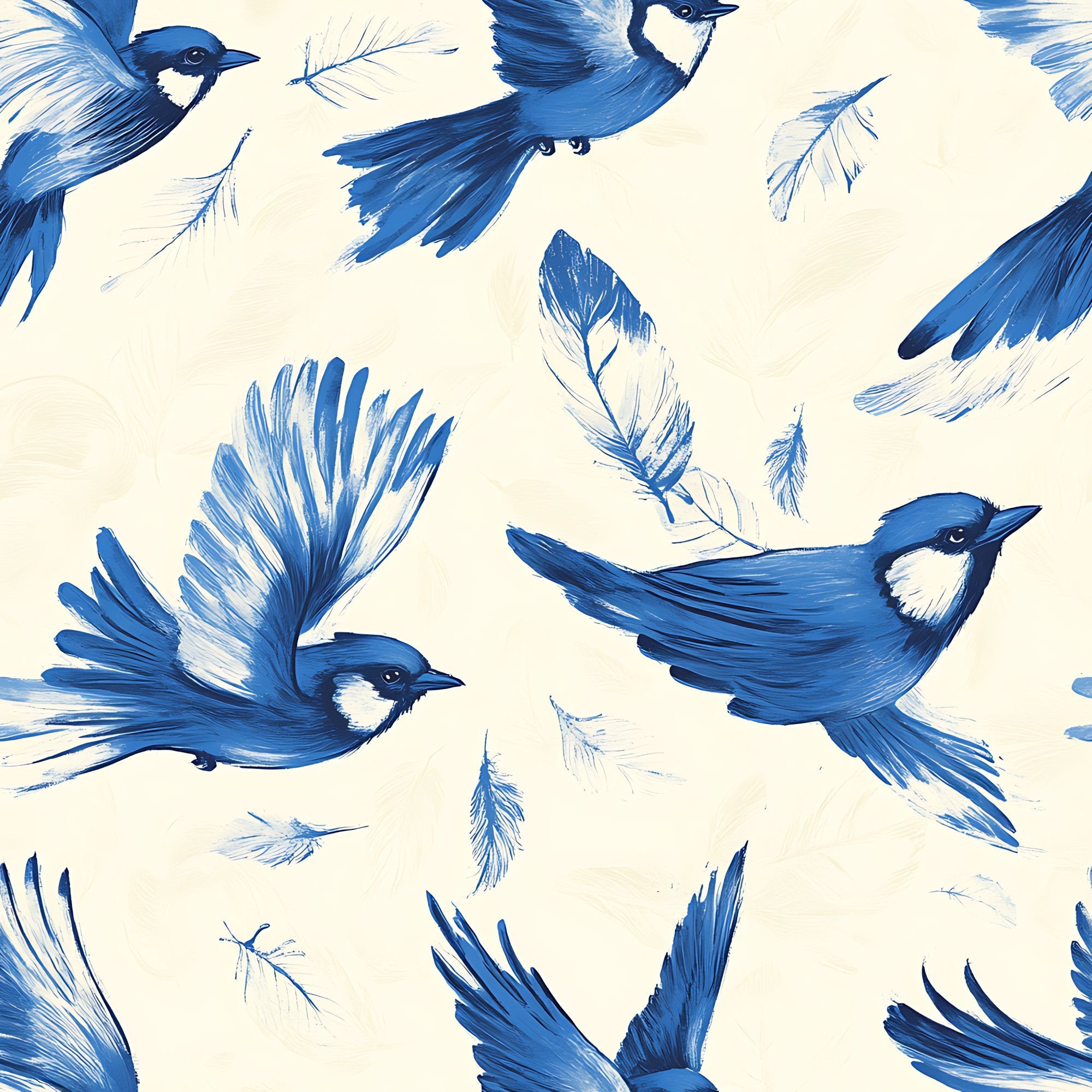 Blue Jay Feather Trails Pattern 12 Minky Fabric