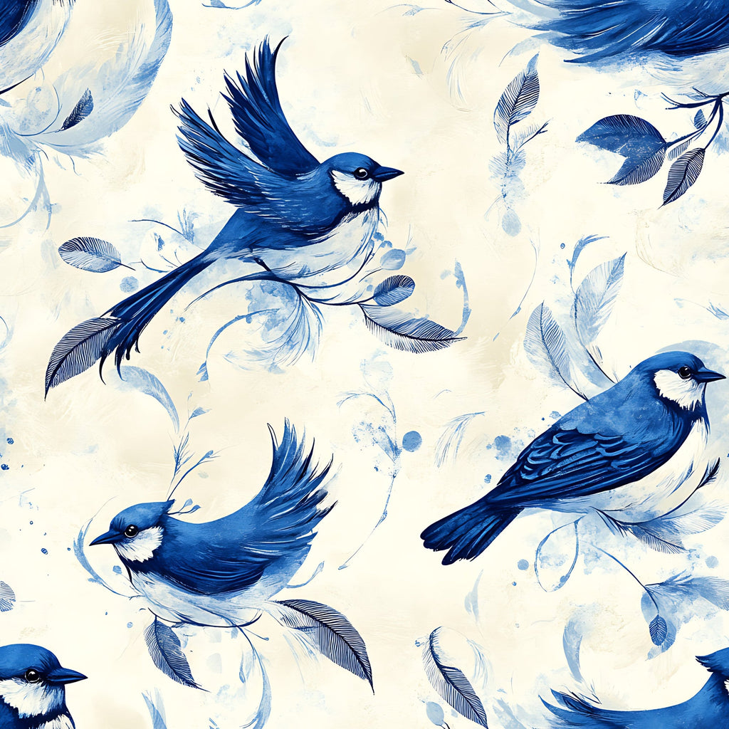 Blue Jay Feather Trails Pattern 17 Minky Fabric
