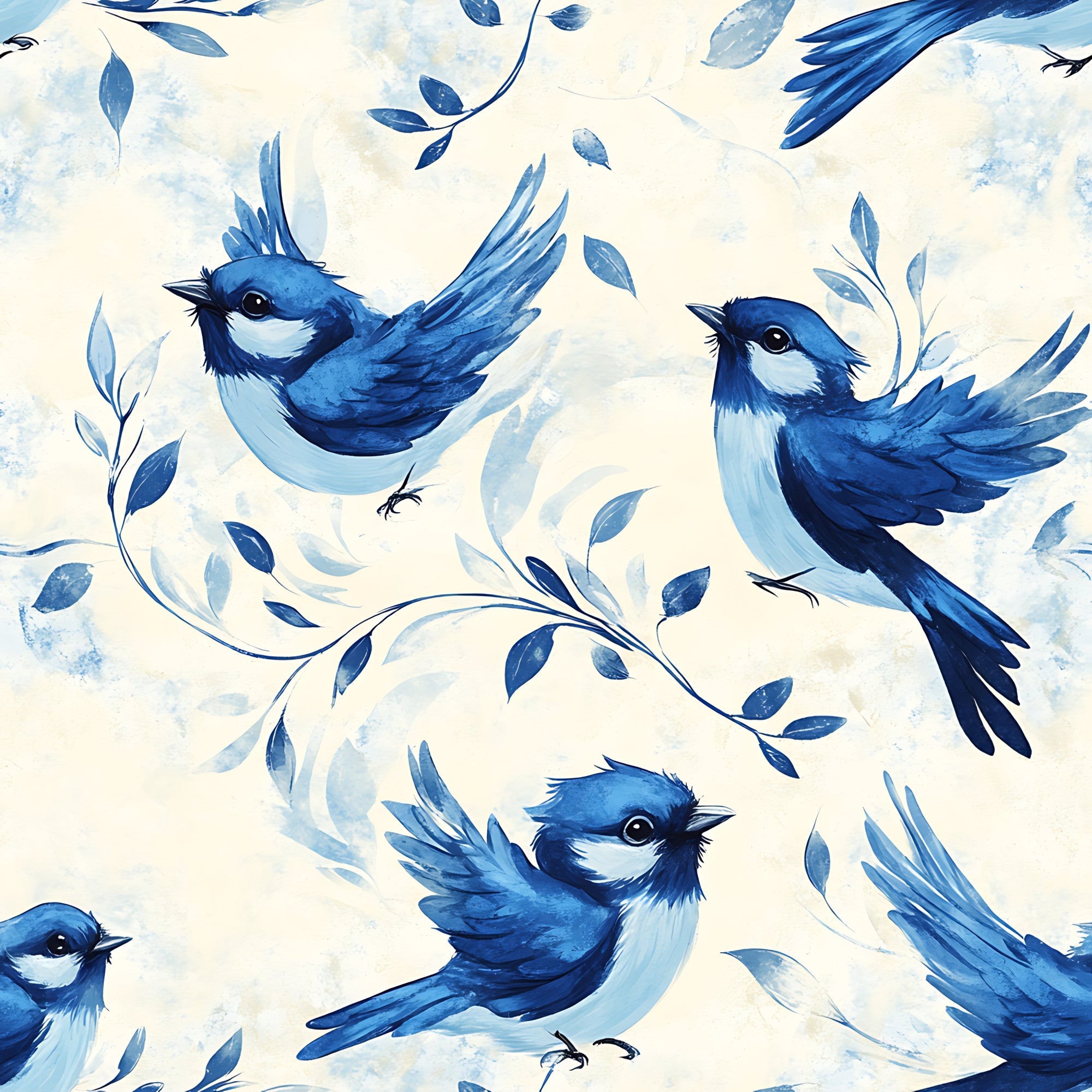 Blue Jay Feather Trails Pattern 18 Minky Fabric