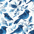 Blue Jay Feather Trails Pattern 1 Minky Fabric