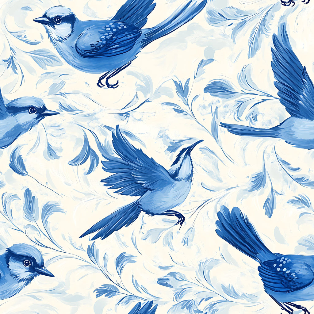 Blue Jay Feather Trails Pattern 2 Minky Fabric