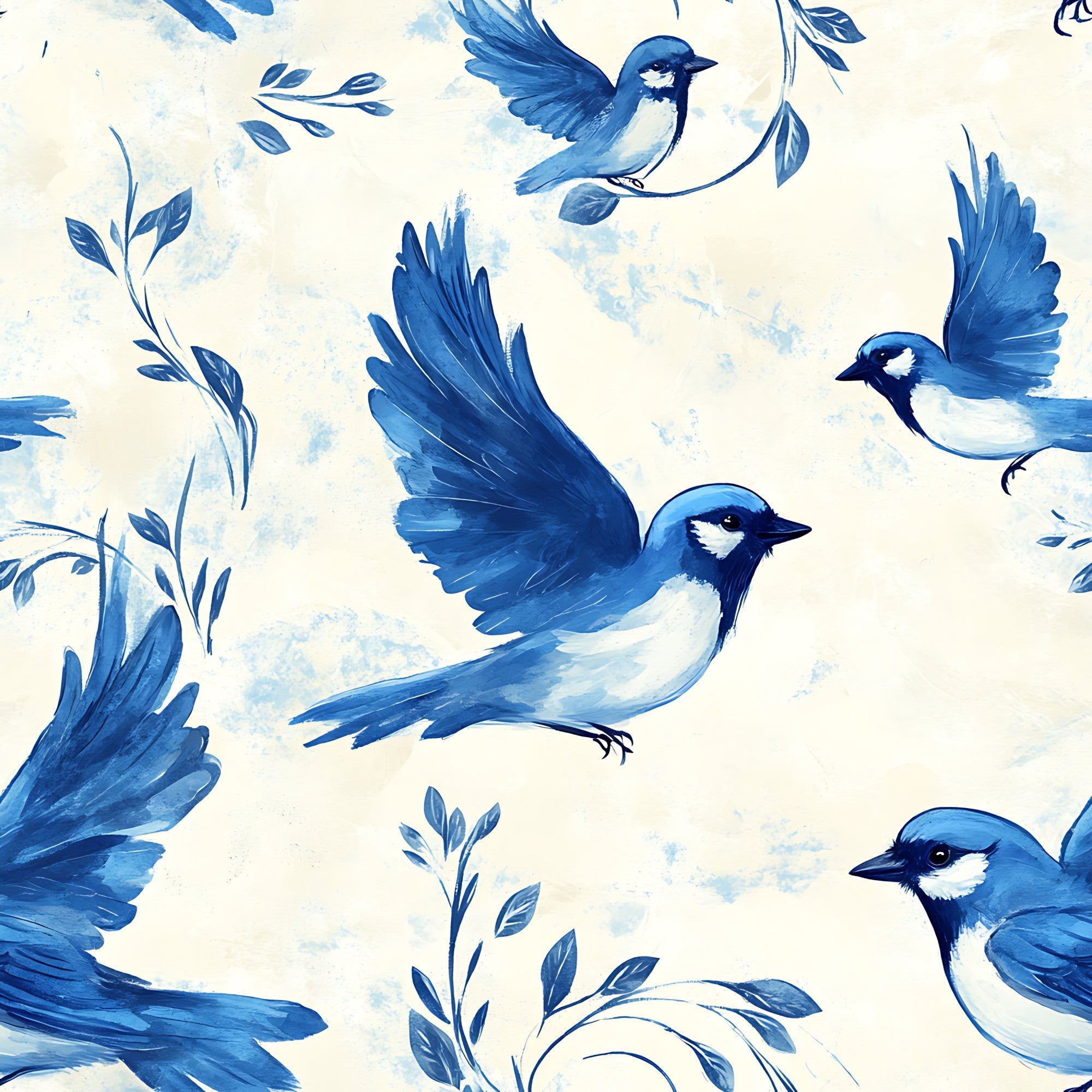 Blue Jay Feather Trails Pattern 20 Minky Fabric
