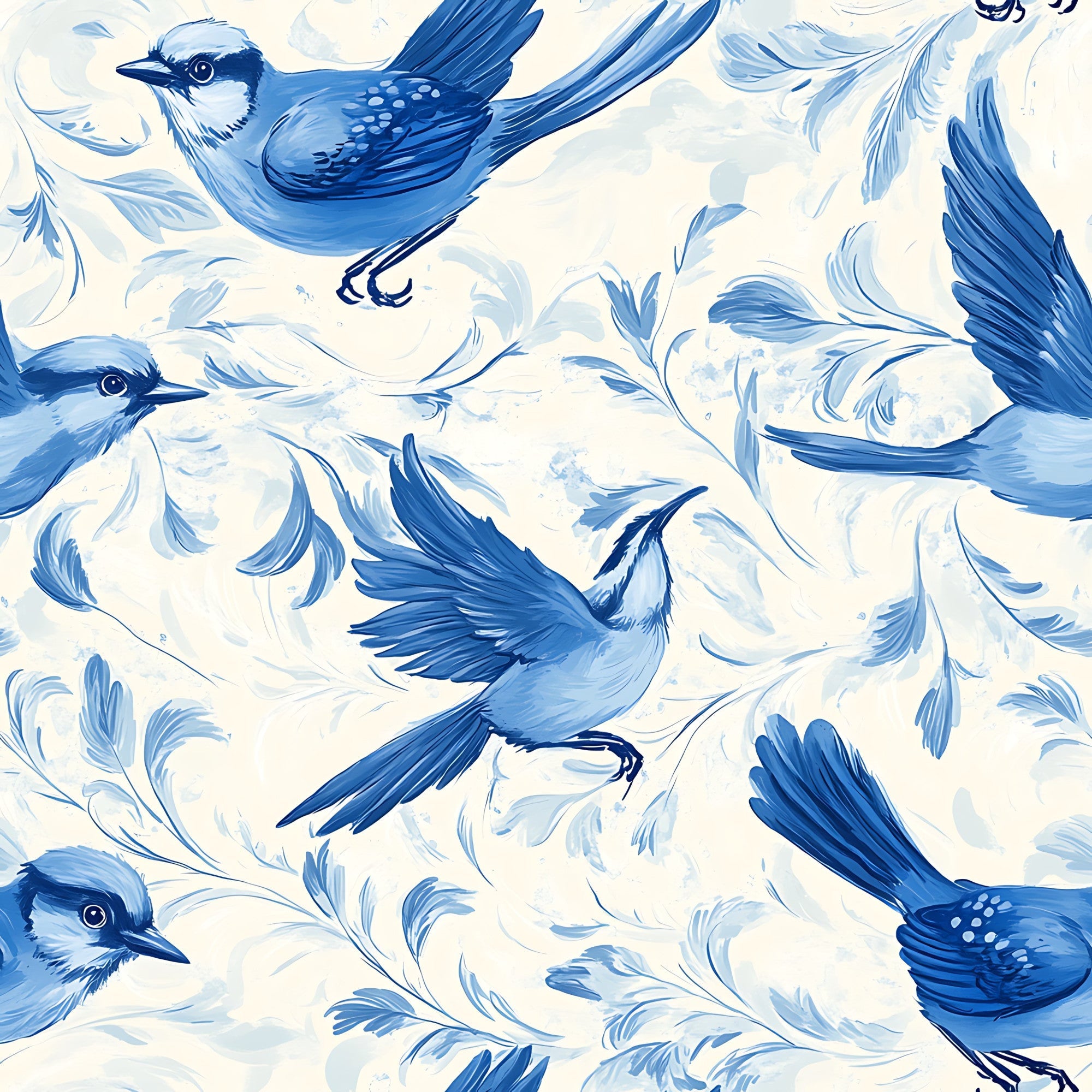 Blue Jay Feather Trails Pattern 2 Minky Fabric