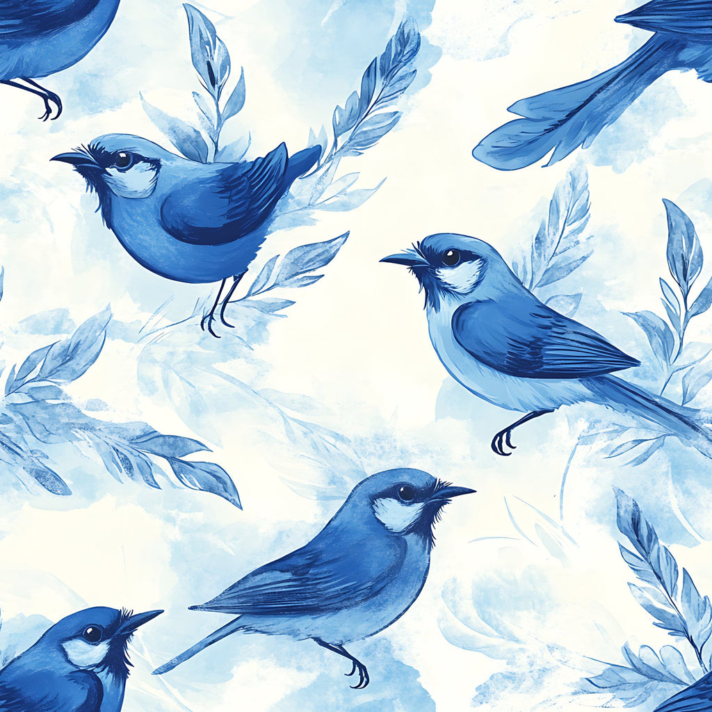 Blue Jay Feather Trails Pattern 4 Minky Fabric