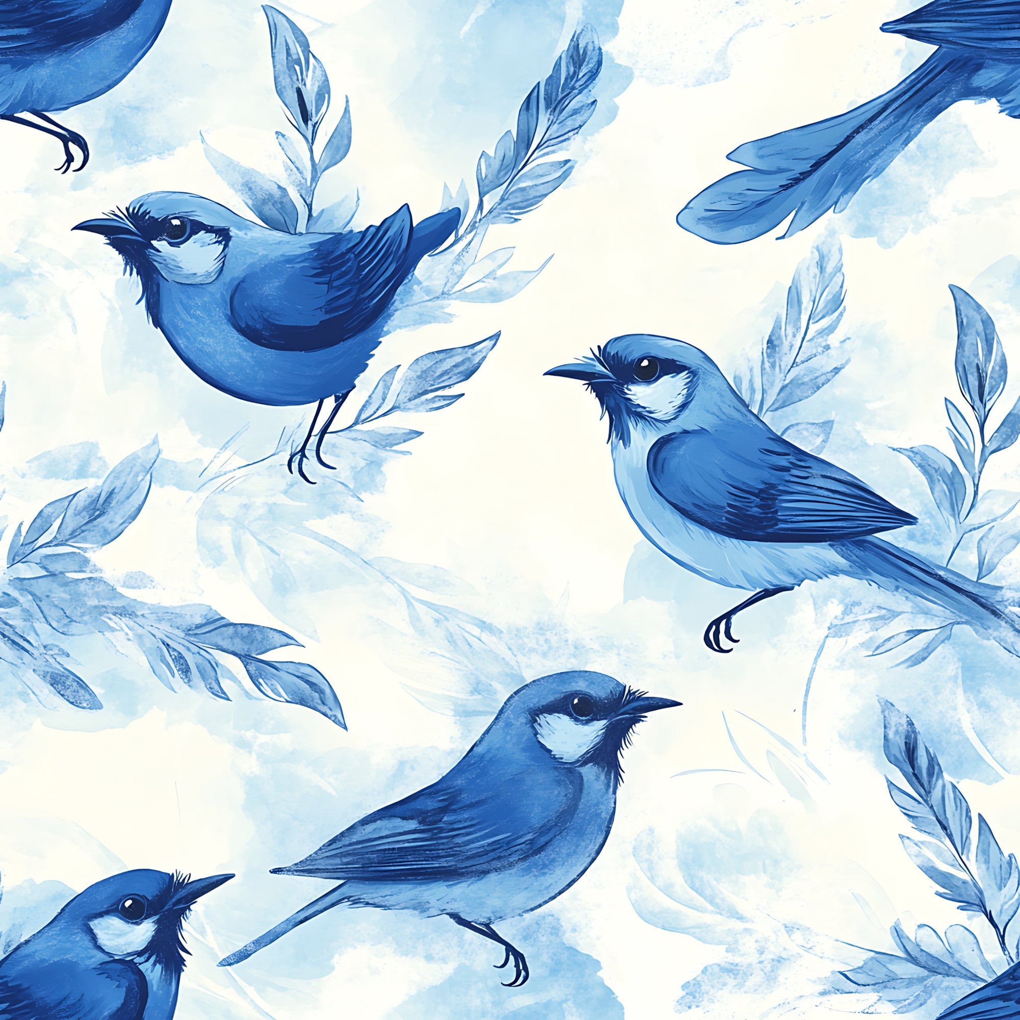 Blue Jay Feather Trails Pattern 4 Minky Fabric