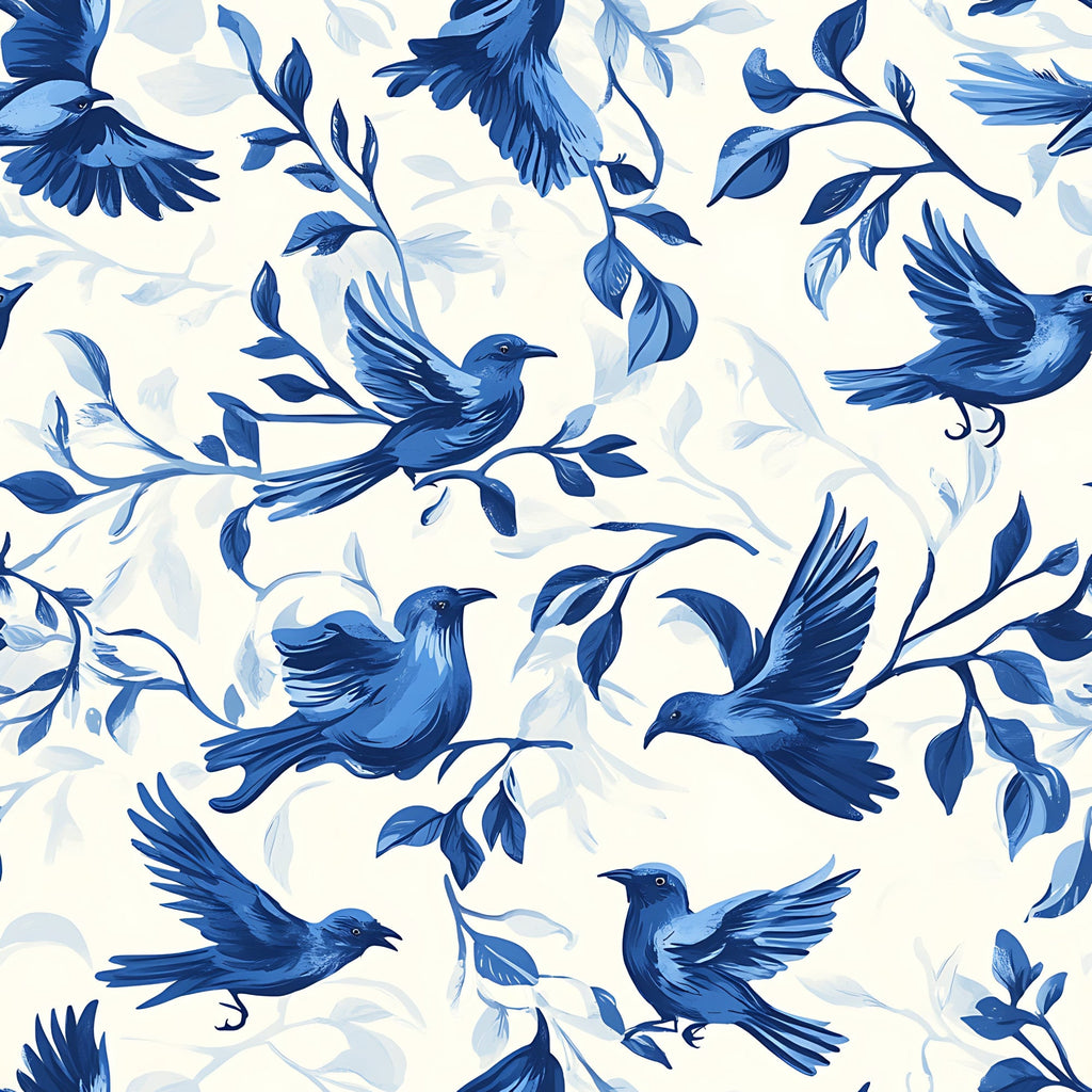 Blue Jay Feather Trails Pattern 5 Minky Fabric
