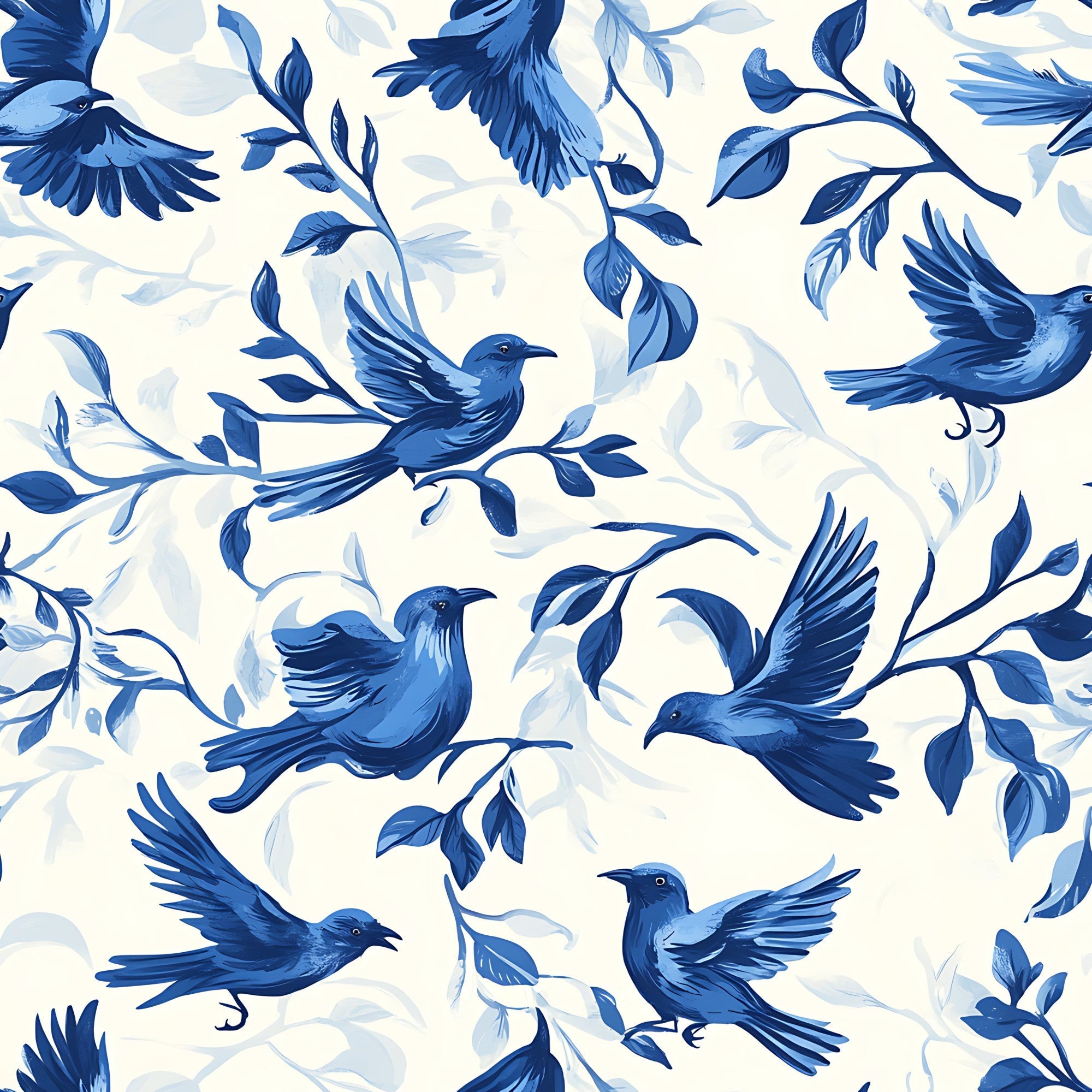Blue Jay Feather Trails Pattern 5 Minky Fabric