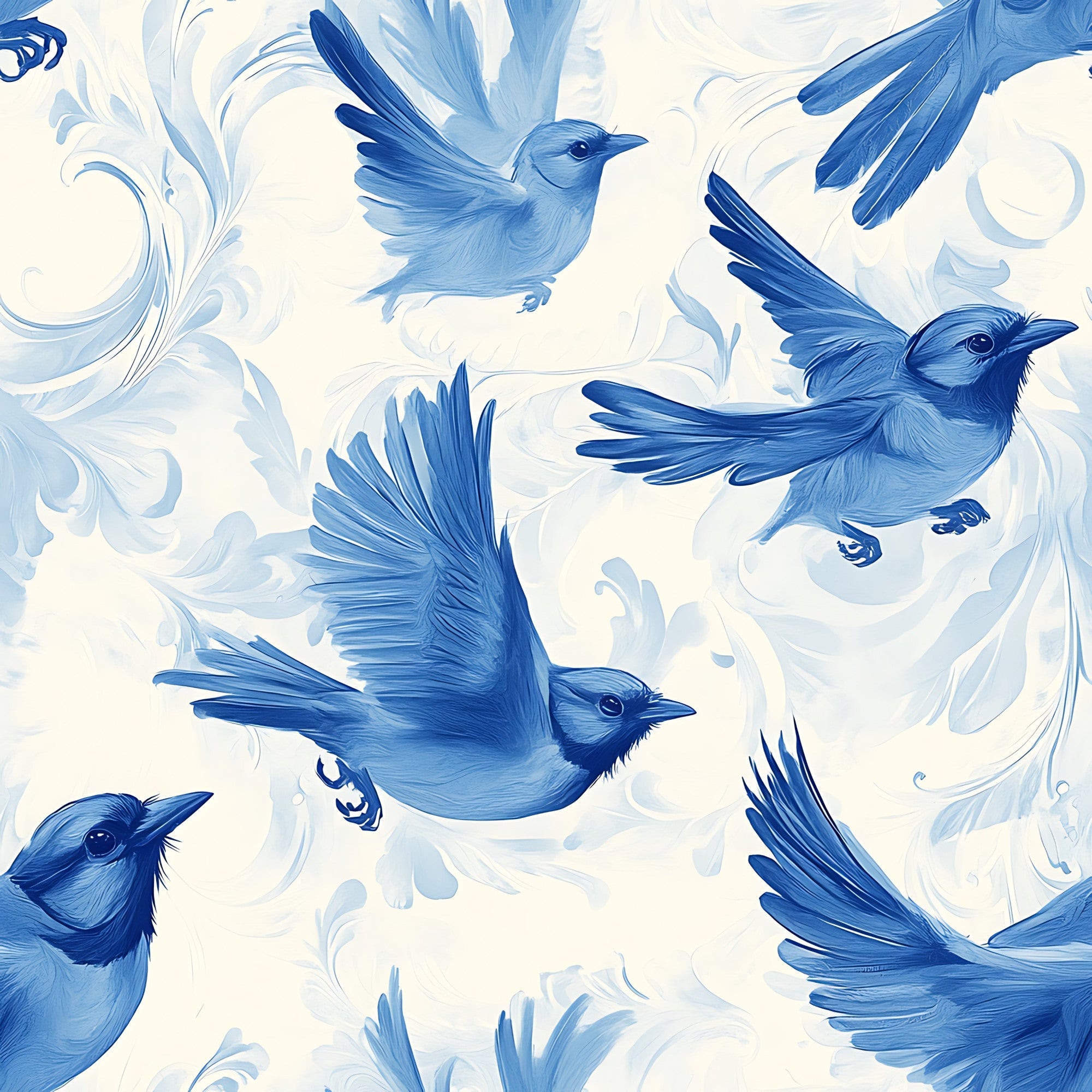 Blue Jay Feather Trails Pattern 6 Minky Fabric