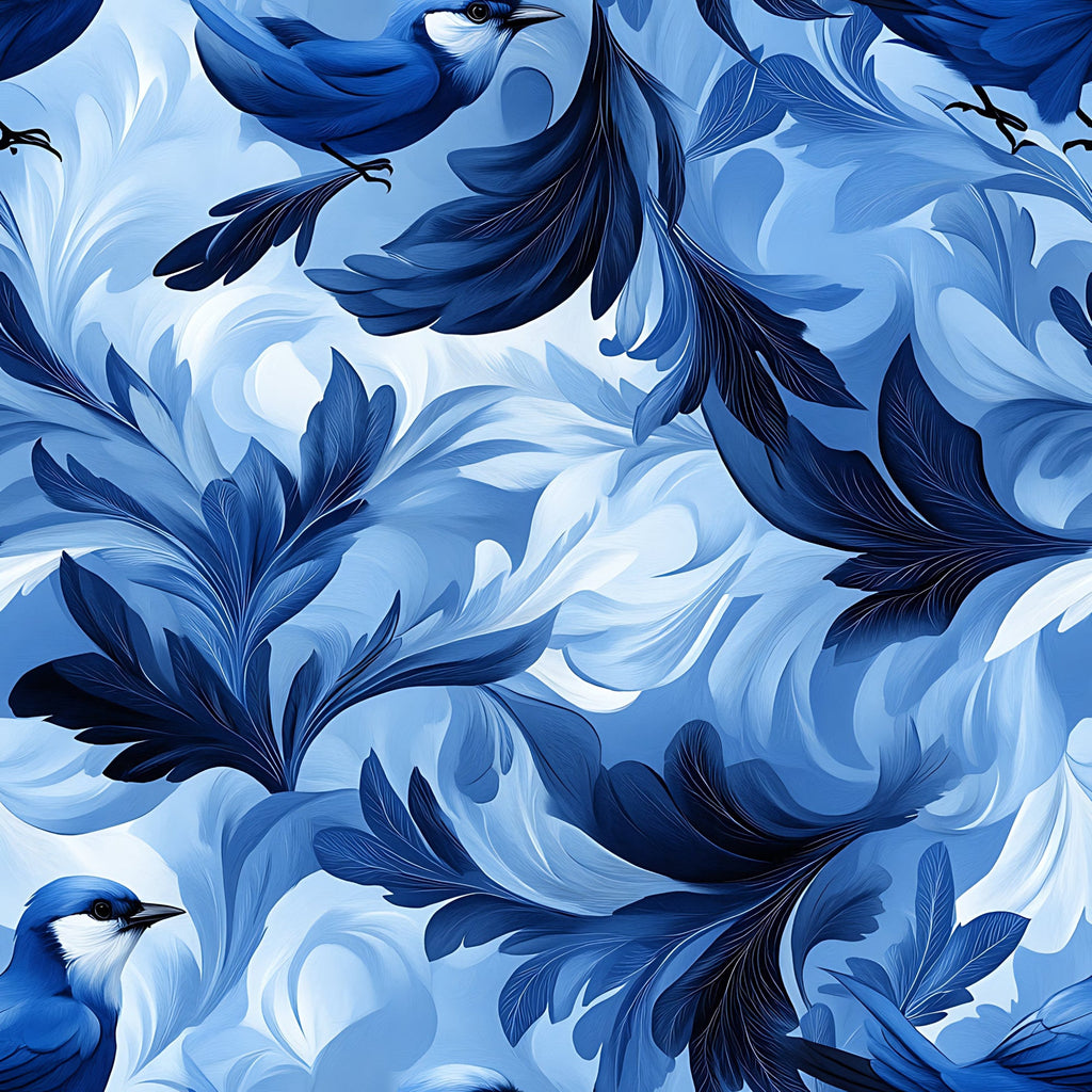Blue Jay Feather Trails Pattern 9 Minky Fabric
