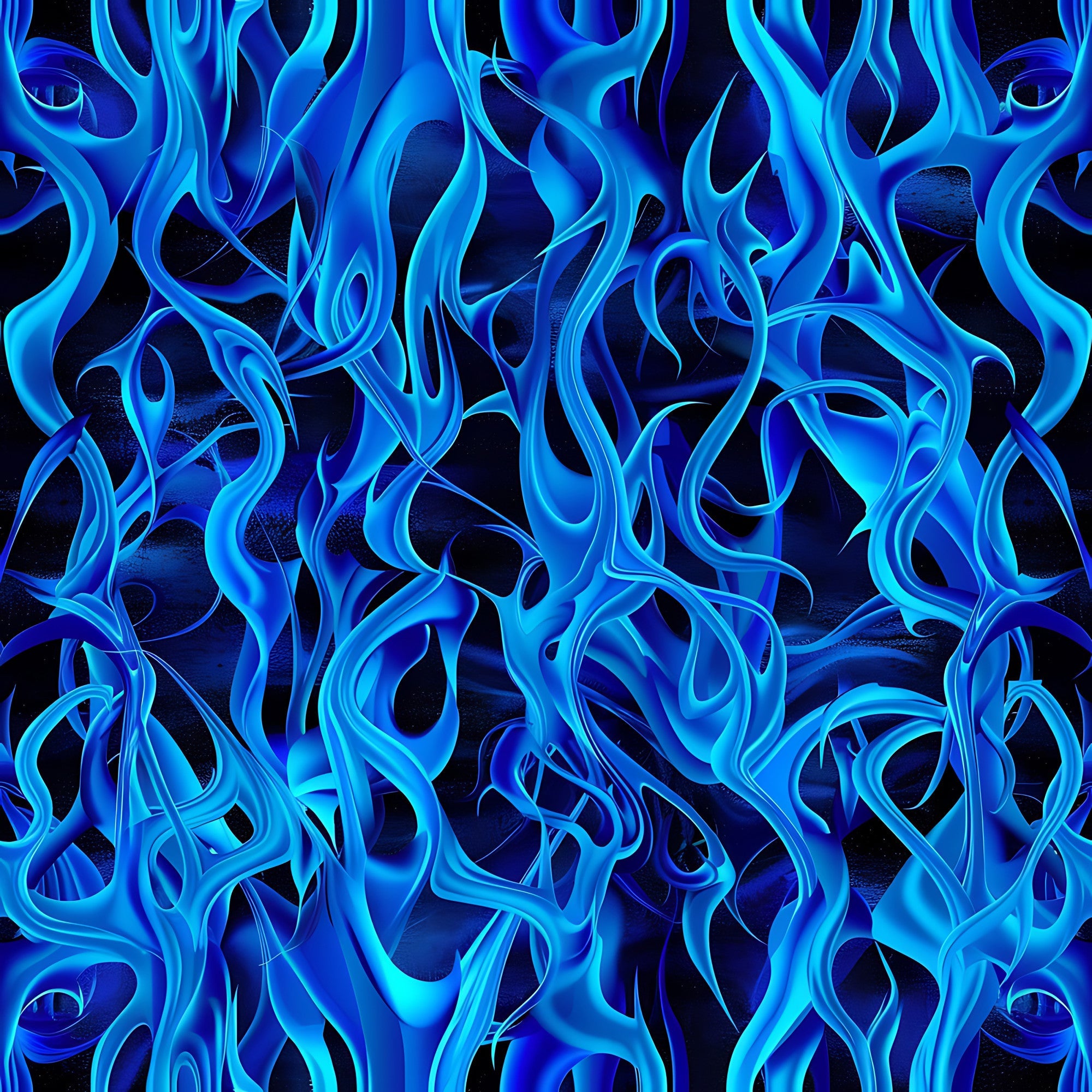 blue flames, electric blue, cyan, navy blue, fire pattern, flame design, abstract flames, swirling flames, flowing design, organic curves, dynamic movement,, fabric panel, modern art style, energetic mood, seamless pattern, textile design, crafting fabric, sewing material, contemporary design