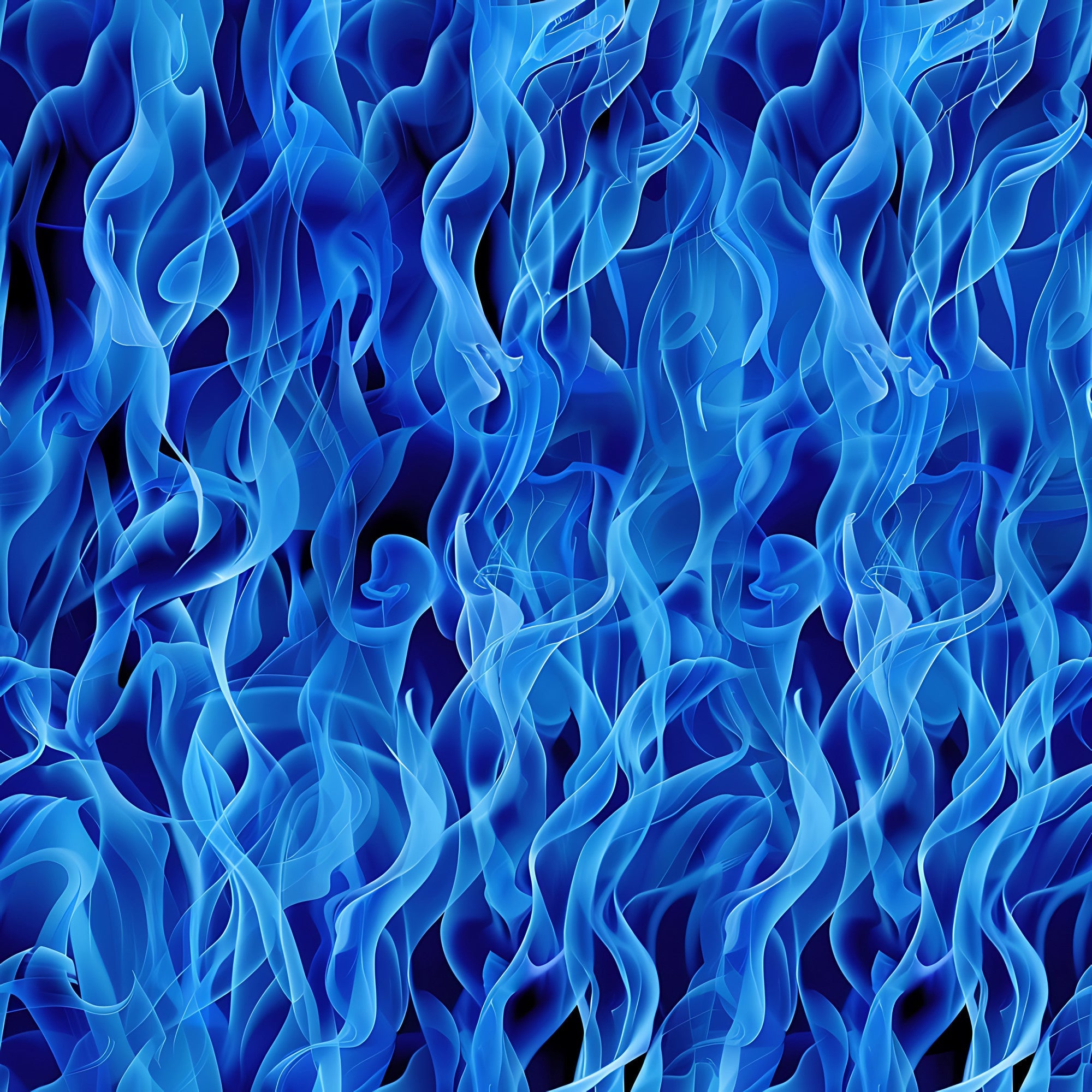 blue flames, fire pattern, azure, cobalt blue, navy blue, turquoise, flame motifs, swirling design, dancing flames, heat waves, flowing pattern, abstract fire, blue fire,, fabric panel, modern style, dynamic movement, energetic design, cool flames, seamless pattern
