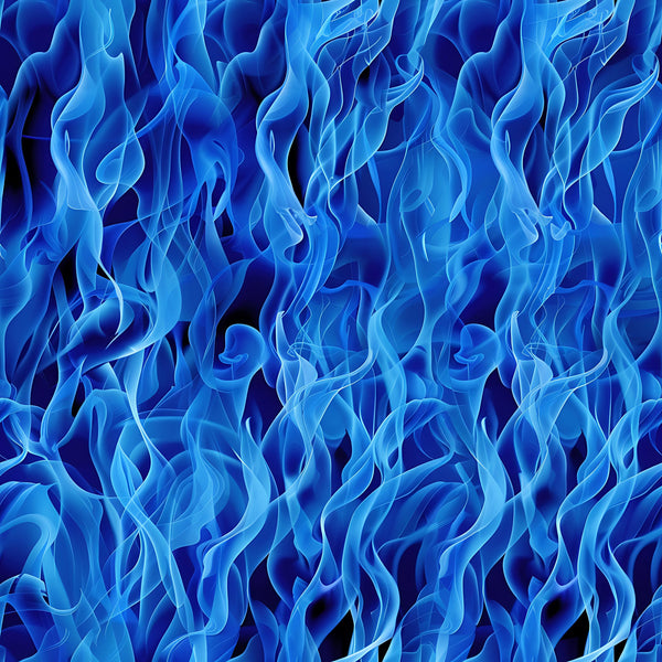 blue flames, fire pattern, azure, cobalt blue, navy blue, turquoise, flame motifs, swirling design, dancing flames, heat waves, flowing pattern, abstract fire, blue fire,, fabric panel, modern style, dynamic movement, energetic design, cool flames, seamless pattern