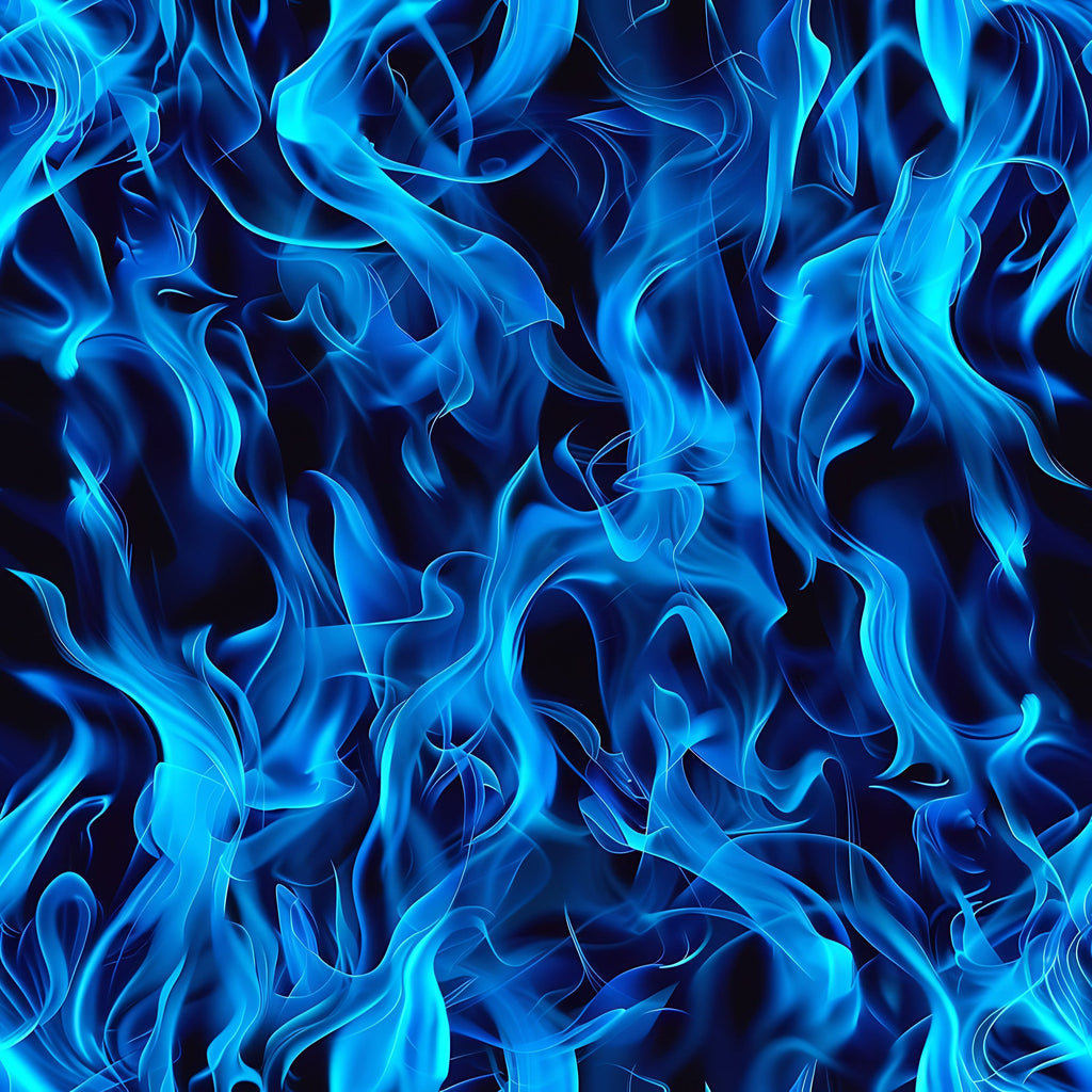 blue flames, electric blue, turquoise, navy blue, fire pattern, flame design, abstract flames, flowing flames, smoky tendrils,, fabric panel, modern abstract, dynamic movement, swirling pattern, bright blue, luminous flames, contemporary design, energetic mood, vivid colors