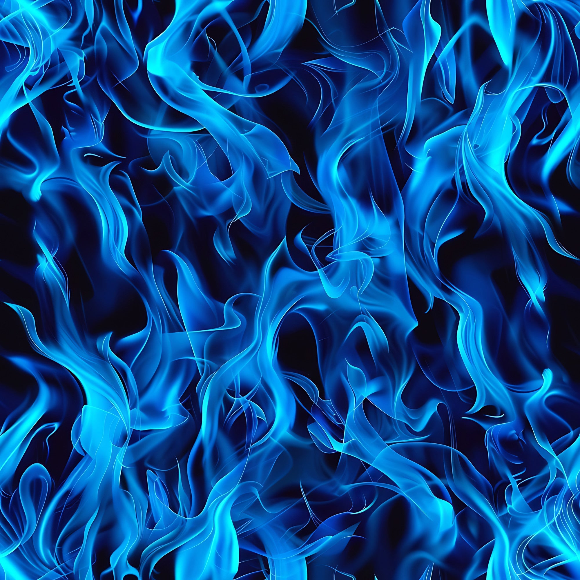blue flames, electric blue, turquoise, navy blue, fire pattern, flame design, abstract flames, flowing flames, smoky tendrils,, fabric panel, modern abstract, dynamic movement, swirling pattern, bright blue, luminous flames, contemporary design, energetic mood, vivid colors