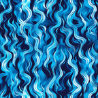 blue flames, turquoise, navy blue, cyan, fire pattern, flame design, wavy lines, flowing movement, abstract pattern,, fabric panel, dynamic swirls, ocean blue, cobalt, undulating curves, modern art style, energetic motion, blue fire, flame motif, contemporary design