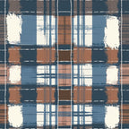 blue, brown, cream, white, gingham, plaid, checkered, distressed, weathered, vintage, rustic, geometric, squares, grid pattern,, fabric panel, brushed texture, faded, patchwork, coordinate