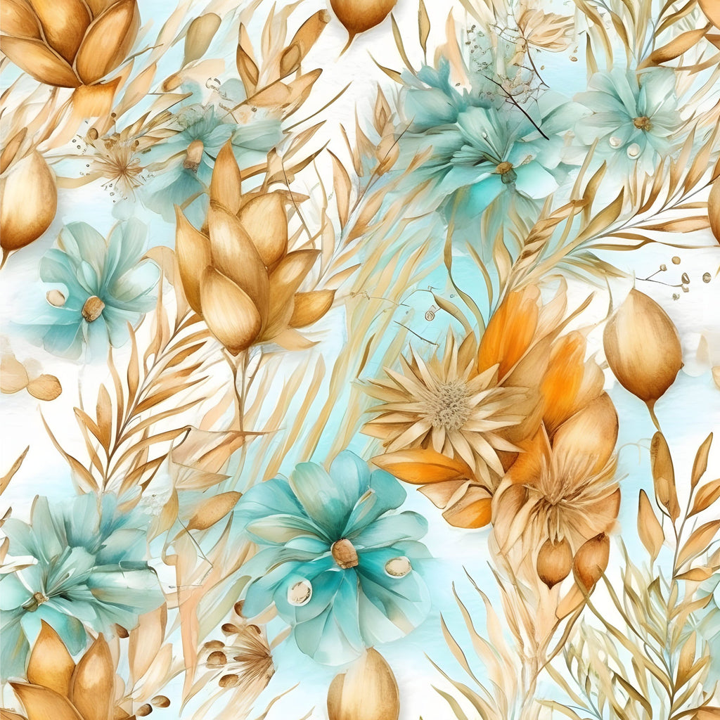 Gilded Coastal Blooms Pattern 10 Minky Fabric