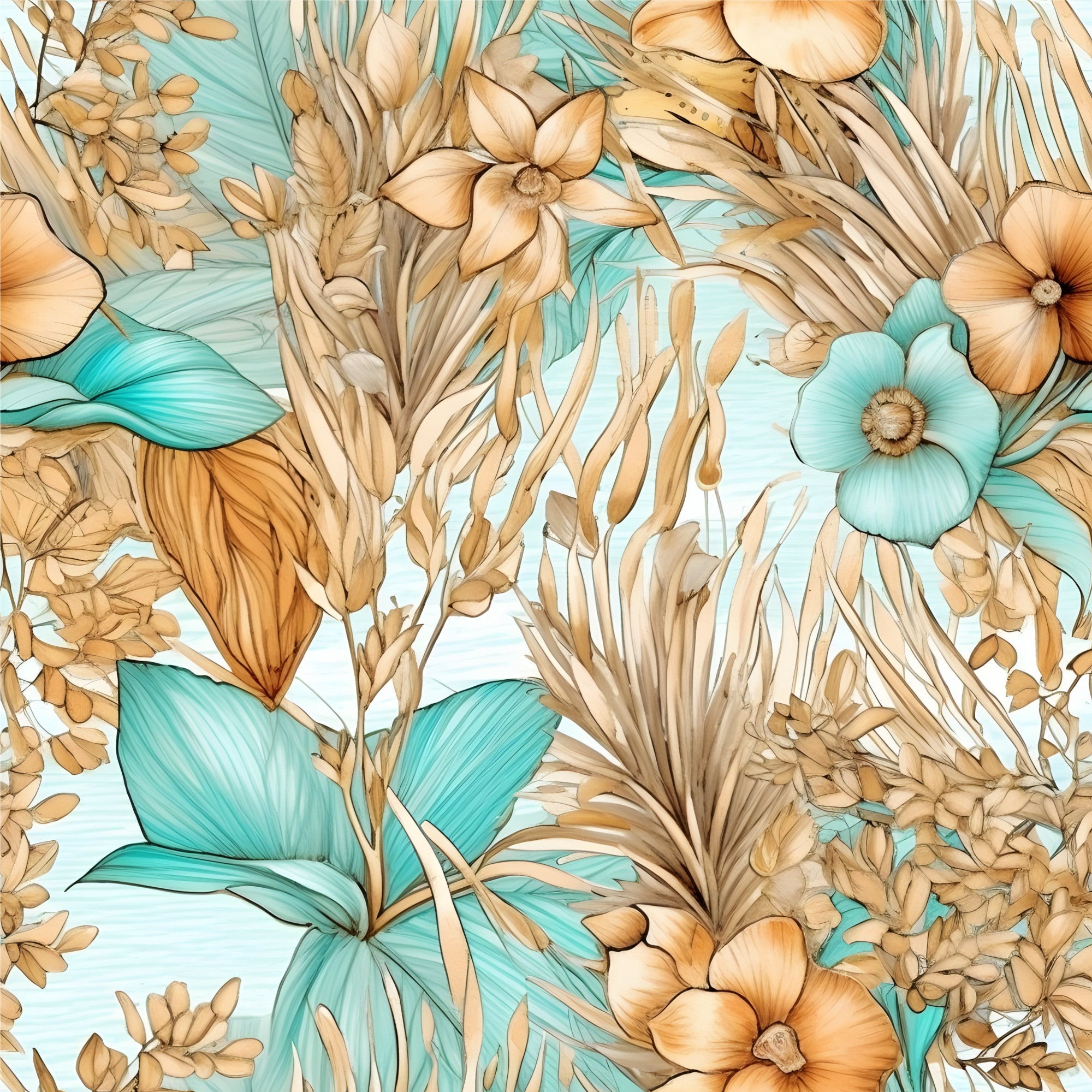 Gilded Coastal Blooms Pattern 13 Minky Fabric
