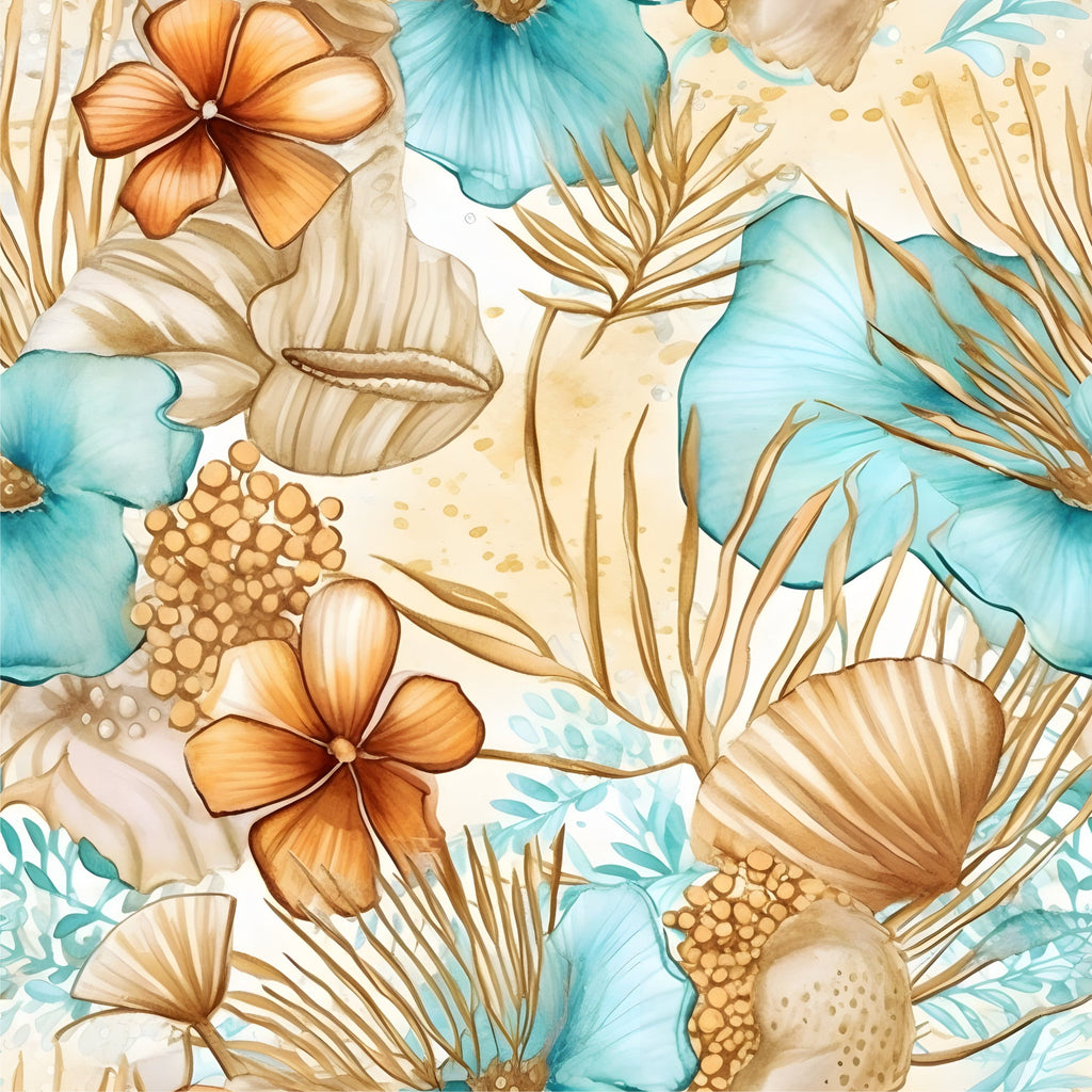 Gilded Coastal Blooms Pattern 14 Minky Fabric