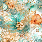 Gilded Coastal Blooms Pattern 15 Minky Fabric