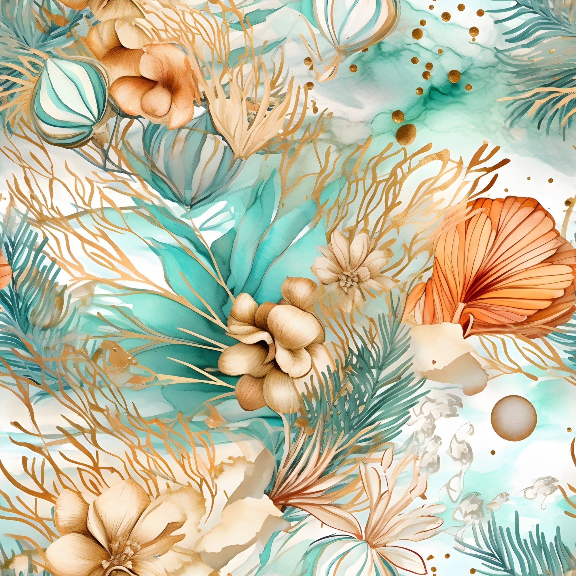 Gilded Coastal Blooms Pattern 15 Minky Fabric