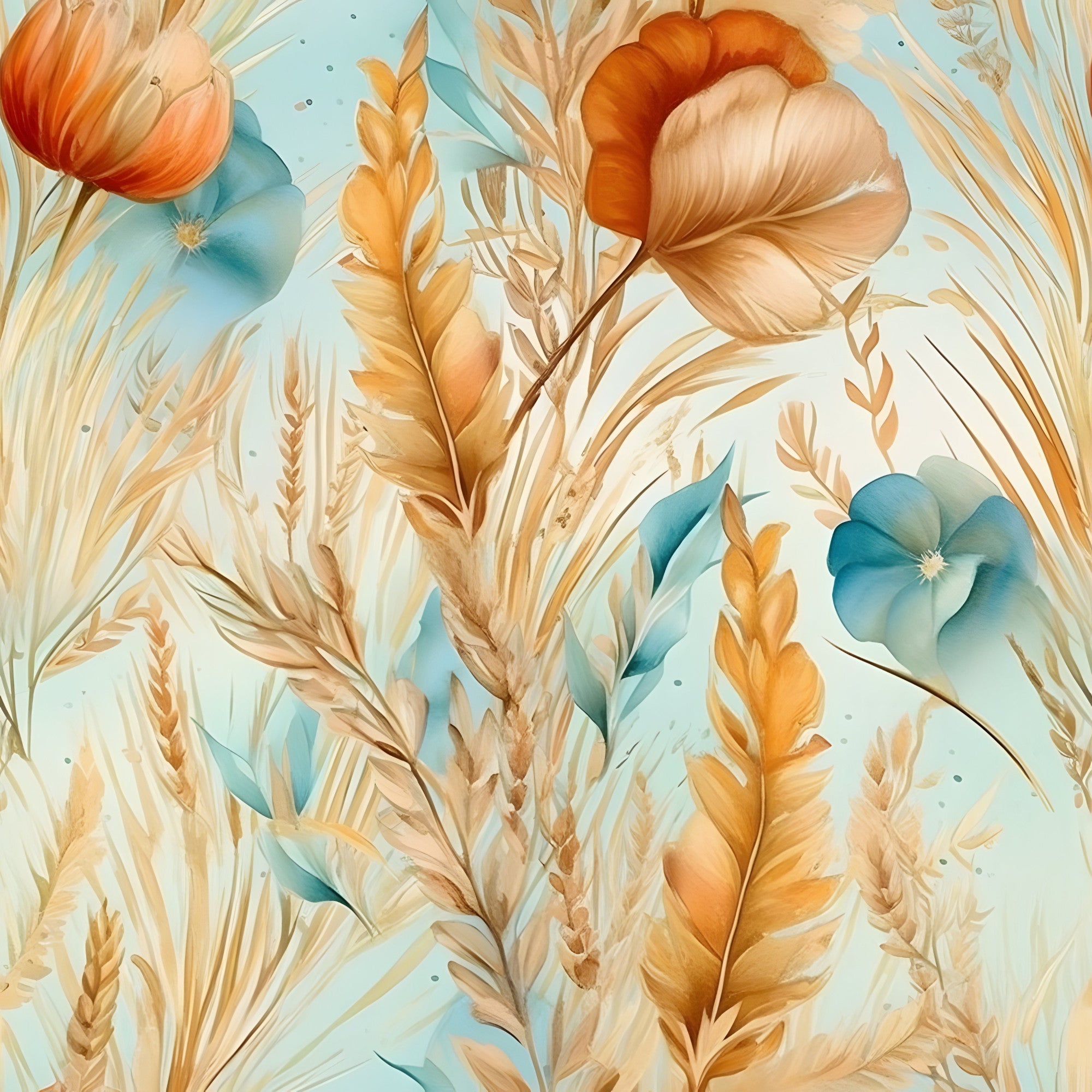Gilded Coastal Blooms Pattern 17 Minky Fabric