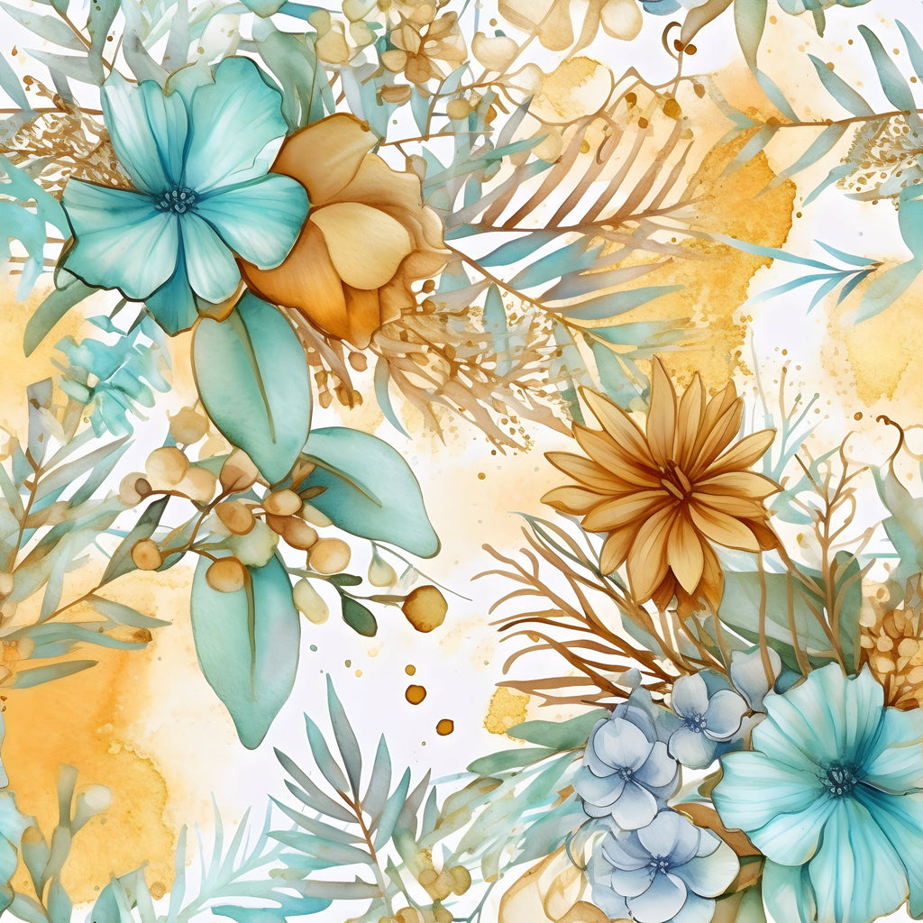 Gilded Coastal Blooms Pattern 20 Minky Fabric