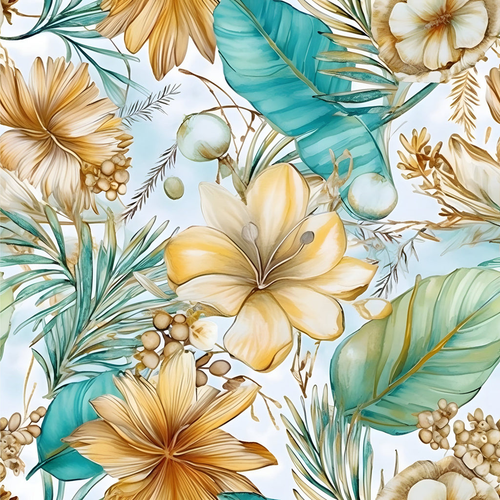 Gilded Coastal Blooms Pattern 3 Minky Fabric