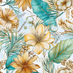 Gilded Coastal Blooms Pattern 3 Minky Fabric