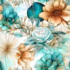 Gilded Coastal Blooms Pattern 4 Minky Fabric