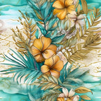 Gilded Coastal Blooms Pattern 5 Minky Fabric
