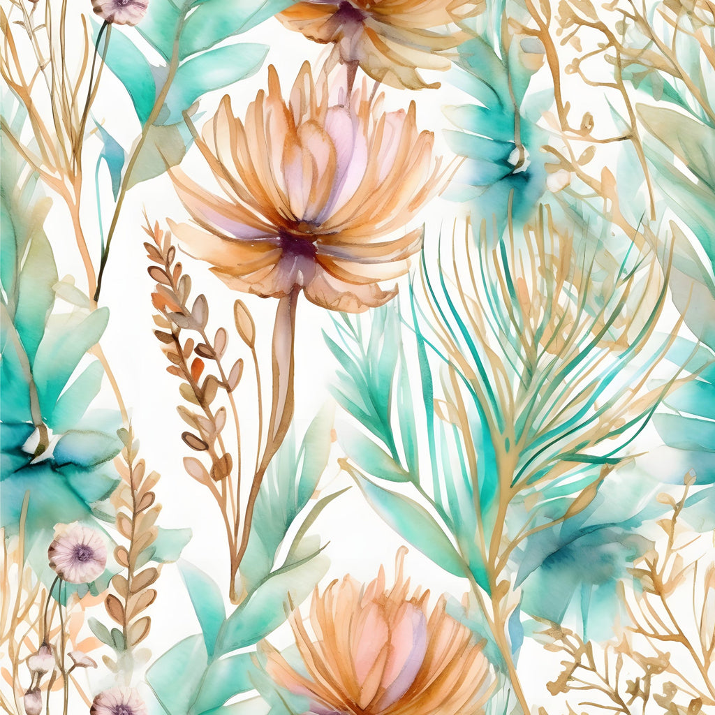 Gilded Coastal Blooms Pattern 9 Minky Fabric