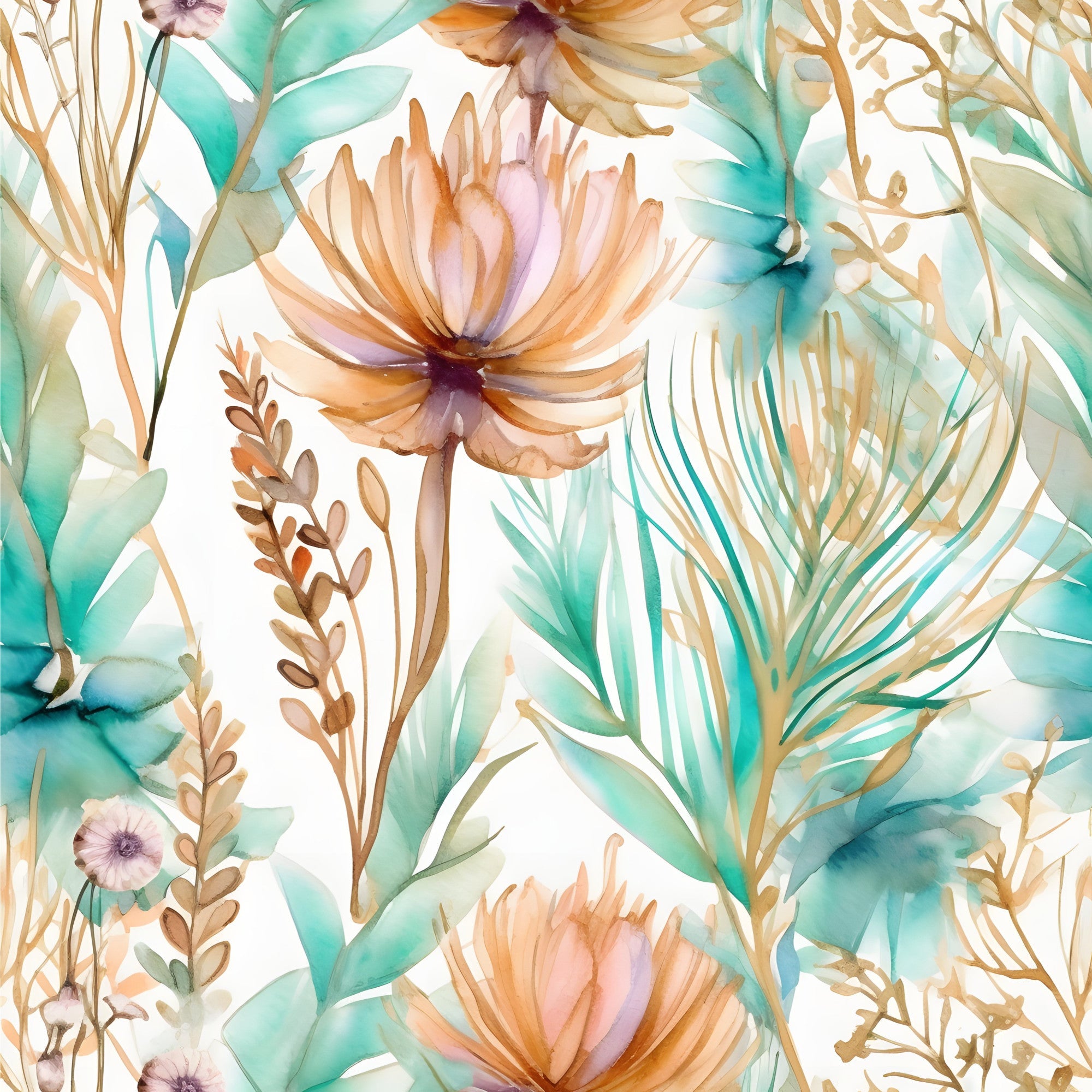 Gilded Coastal Blooms Pattern 9 Minky Fabric