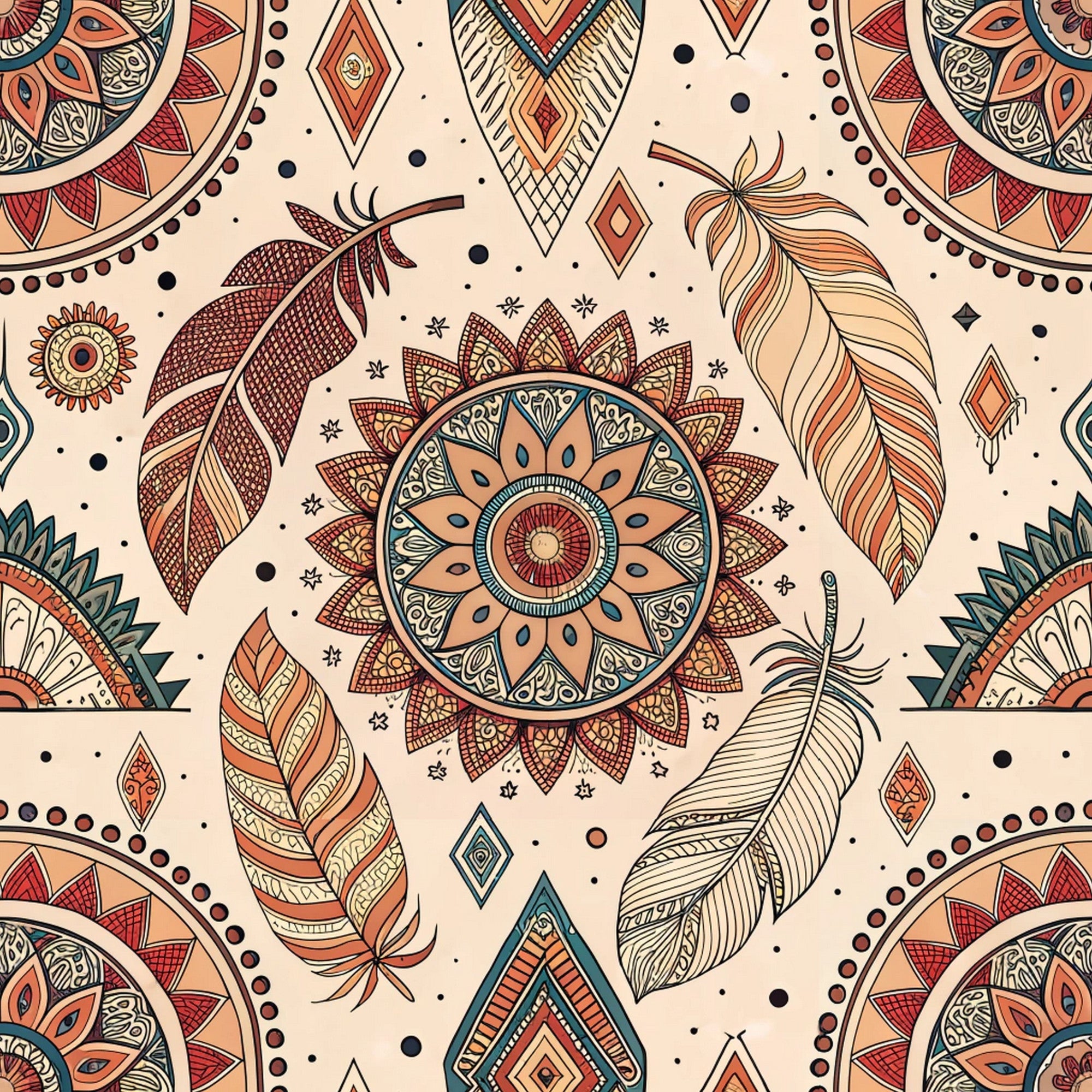Boho Tribal Mandala Pattern 7 Quilting Cotton Fabric