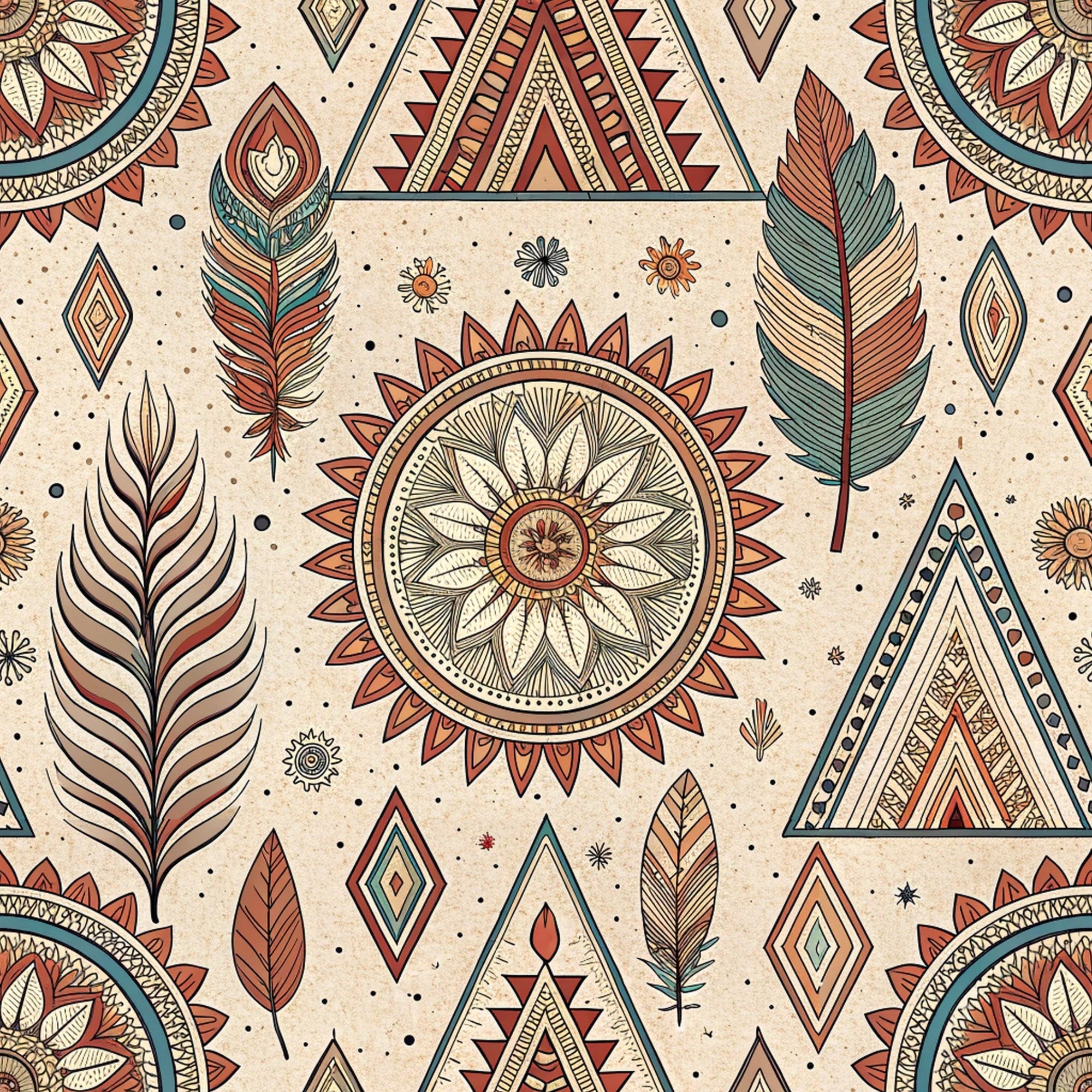 Boho Tribal Mandala Pattern 9 Quilting Cotton Fabric