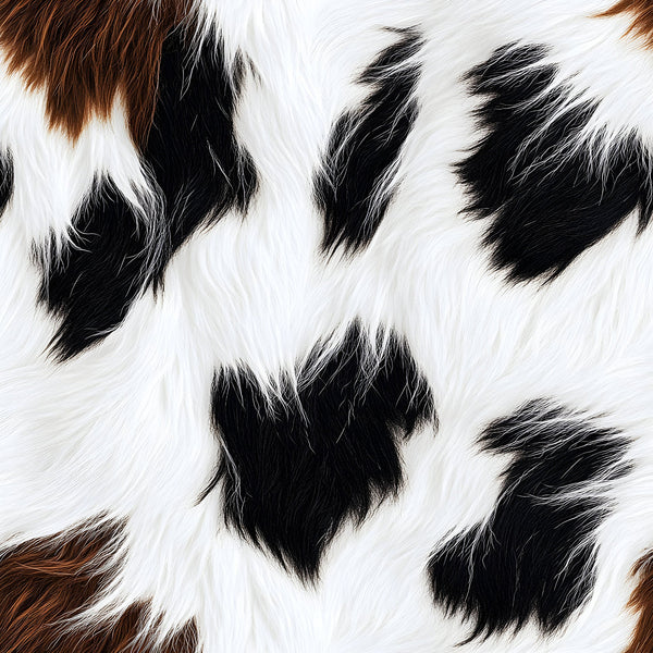 brown, white, black, cow pattern, animal print, spots, patches, cowhide, fur texture, realistic, natural, rustic, farm theme,, fabric panel, western style, country, barnyard, livestock, bovine