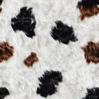 white fur, black spots, brown patches, cow hide pattern, animal print, realistic texture, natural colors,, fabric panel, cowhide design, farm animal, spotted pattern, creamy white, chocolate brown, jet black, bovine print, western theme, ranch style, rustic pattern